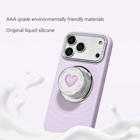 [Built-in Stand] Apple iPhone 17 Pro/Pro Max - Wavy Texture Liquid Silicone Shockproof Full Cover Case