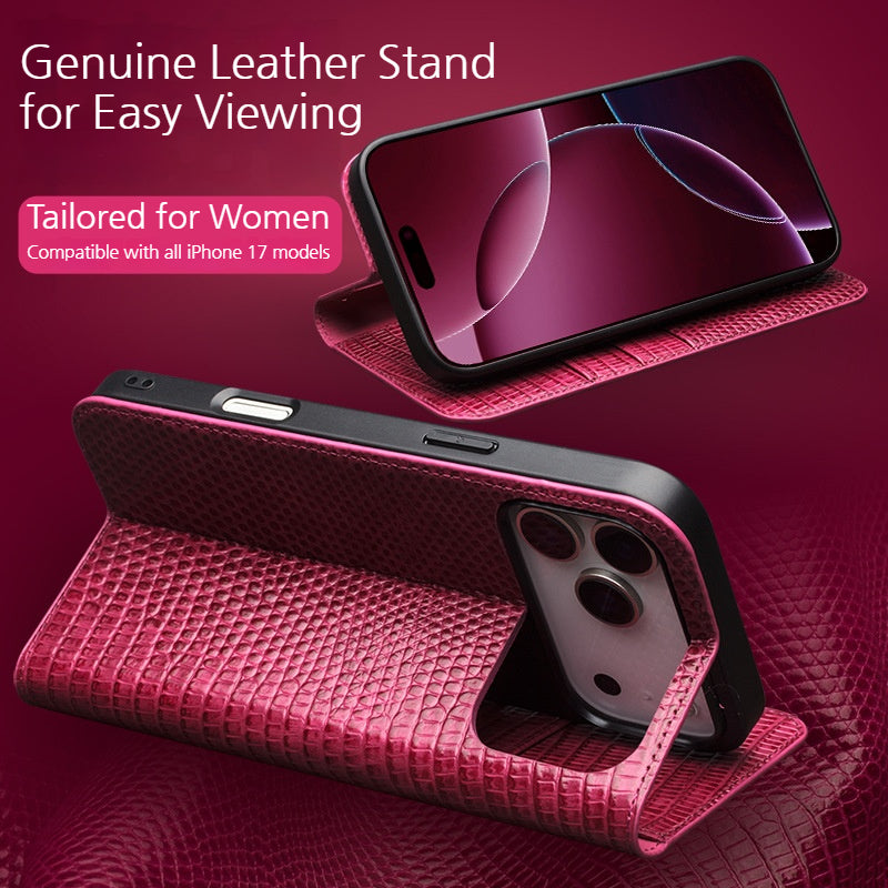 Load image into Gallery viewer, [Built-in Card Slot] Apple iPhone 17/Air/Pro/Max - Fashion Genuine Leather Flip Shockproof Protective Case - i-Station Mobile Phone &amp; Electronic Device Repair and Accessories
