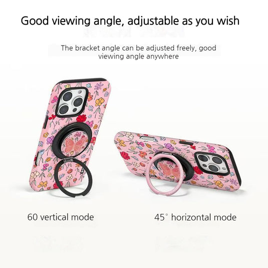 [Magsafe Compatible][Built-in Stand] Apple iPhone 17/Air/Pro/Max - Floral Double-Layer Full-Protection Shockproof Case