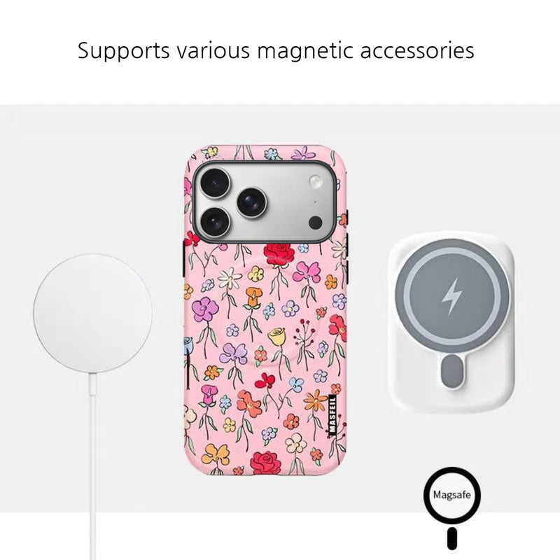 Load image into Gallery viewer, [Magsafe Compatible][Built-in Stand] Apple iPhone 17/Air/Pro/Max - Floral Double-Layer Full-Protection Shockproof Case
