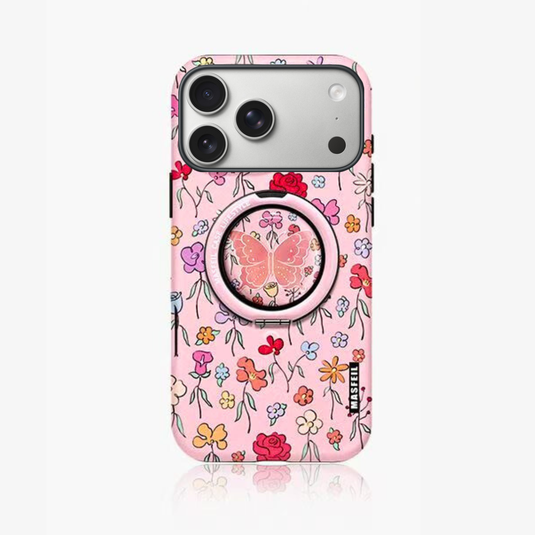 [Magsafe Compatible][Built-in Stand] Apple iPhone 17/Air/Pro/Max - Floral Double-Layer Full-Protection Shockproof Case