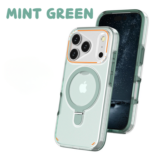 [Built-in Metal Ring Stand][Magsafe Compatible] Apple iPhone 17/Air/Pro/Pro Max Transparent Full-Body Shockproof Phone Case