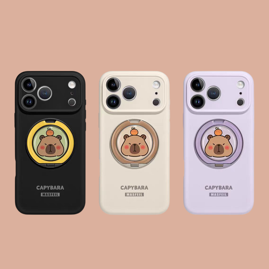 [Built-in Stand] Apple iPhone 17/Air/Pro/Max - Capybara Liquid Silicone Full-Cover Shockproof Phone Case