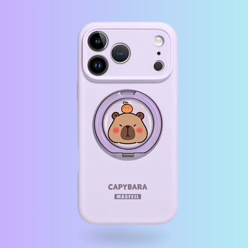 Load image into Gallery viewer, [Built-in Stand] Apple iPhone 17/Air/Pro/Max - Capybara Liquid Silicone Full-Cover Shockproof Phone Case
