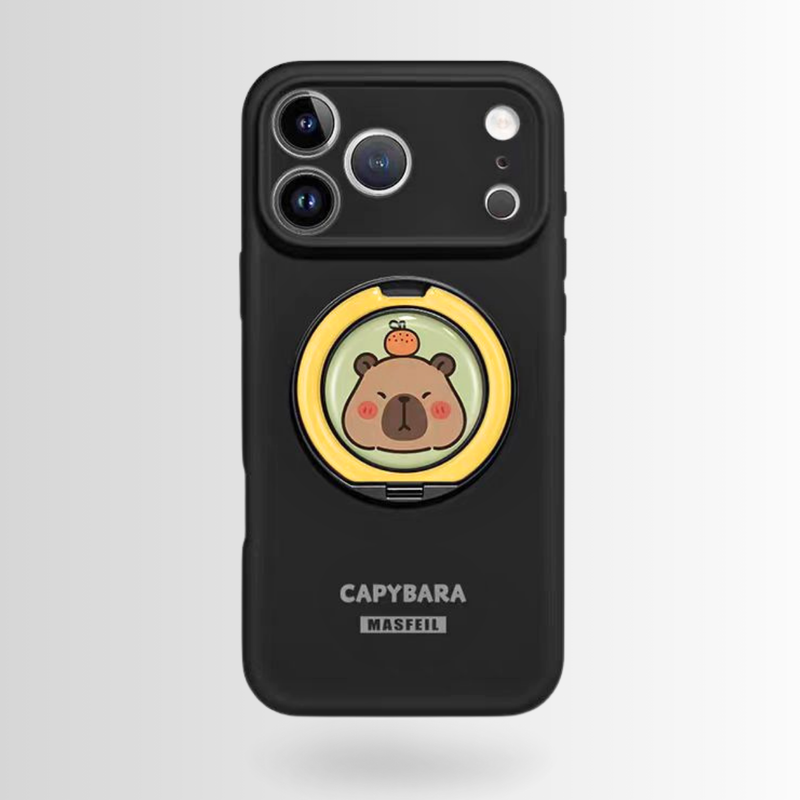 Load image into Gallery viewer, [Built-in Stand] Apple iPhone 17/Air/Pro/Max - Capybara Liquid Silicone Full-Cover Shockproof Phone Case
