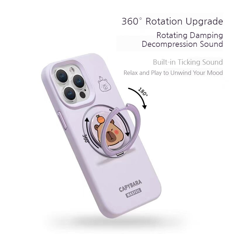 Load image into Gallery viewer, [Built-in Stand] Apple iPhone 17/Air/Pro/Max - Capybara Liquid Silicone Full-Cover Shockproof Phone Case
