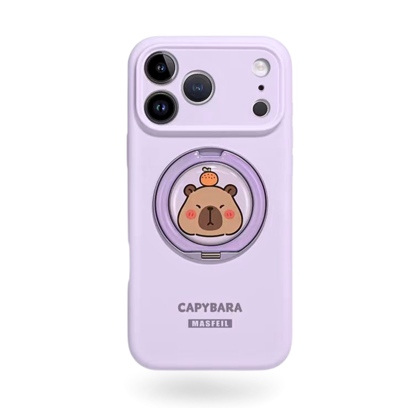 Load image into Gallery viewer, [Built-in Stand] Apple iPhone 17/Air/Pro/Max - Capybara Liquid Silicone Full-Cover Shockproof Phone Case
