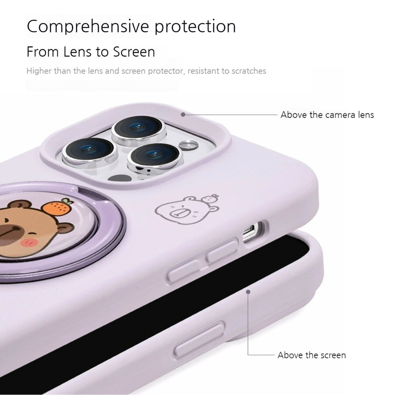 Load image into Gallery viewer, [Built-in Stand] Apple iPhone 17/Air/Pro/Max - Capybara Liquid Silicone Full-Cover Shockproof Phone Case
