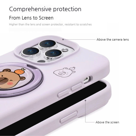 [Built-in Stand] Apple iPhone 17/Air/Pro/Max - Capybara Liquid Silicone Full-Cover Shockproof Phone Case