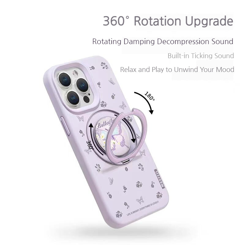 Load image into Gallery viewer, [Built-in Stand] Apple iPhone 17/Air/Pro/Max - Floral Butterfly Liquid Silicone Shockproof Phone Case
