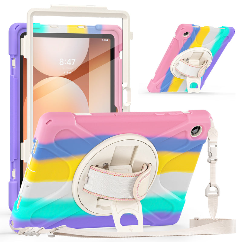 Load image into Gallery viewer, Samsung Galaxy Tab A11  (2025) 8.7&quot; - Heavy Duty 360 Degree Rotate Stand Hand Strap Case With Shoulder Strap
