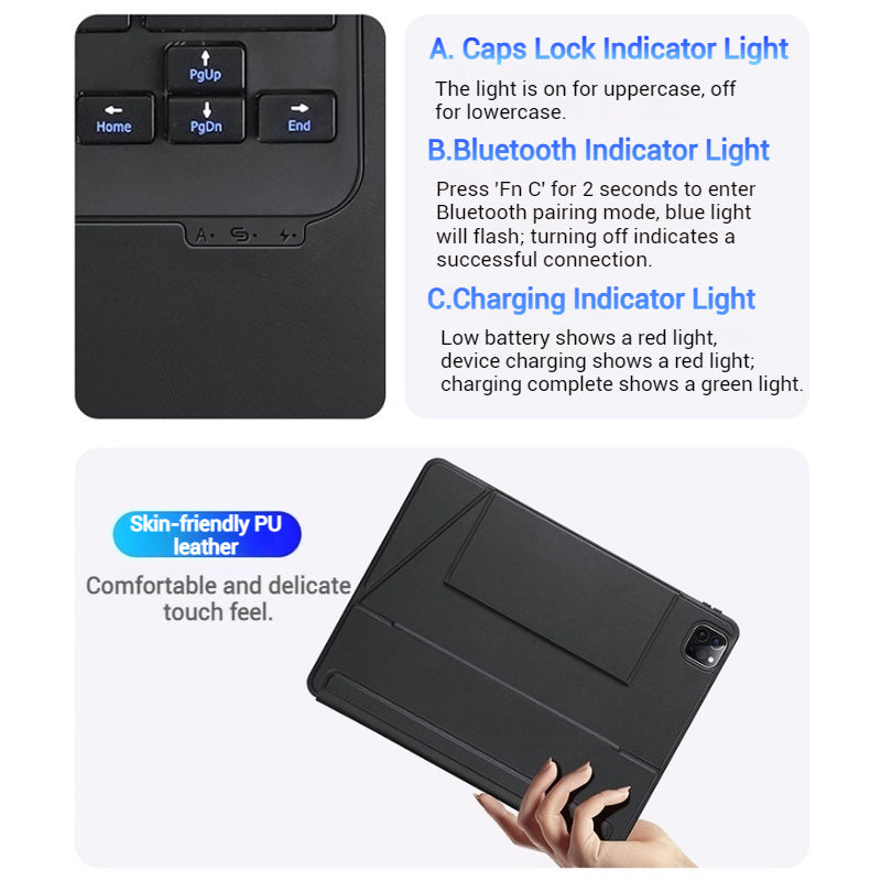 Load image into Gallery viewer, [Detachable][Built-in Pencil Slot] Apple iPad 7/8/9 10.2&#39;&#39; 7/8/9th Gen (2019/2020/2021) Wireless Bluetooth Touchpad Keyboard Case
