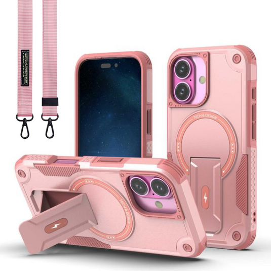 [Magsafe Compatible][With Stand] Apple iPhone 17/Pro/Pro Max/Air Drop-Proof Dual Layer Armor Case With Long Strap