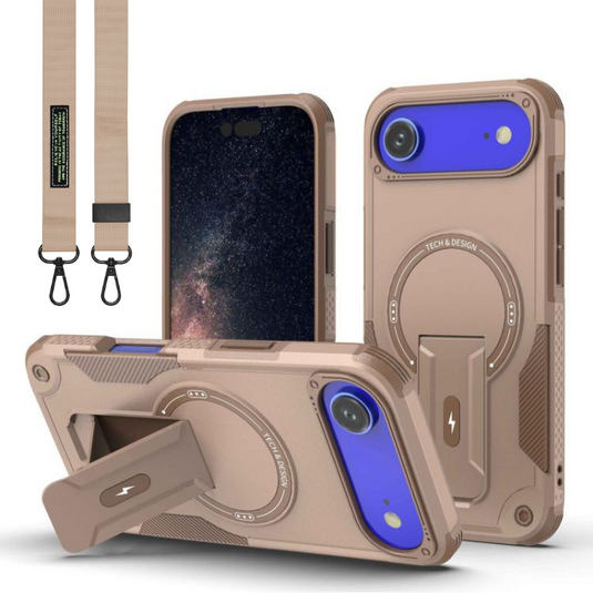 [Magsafe Compatible][With Stand] Apple iPhone 17/Pro/Pro Max/Air Drop-Proof Dual Layer Armor Case With Long Strap