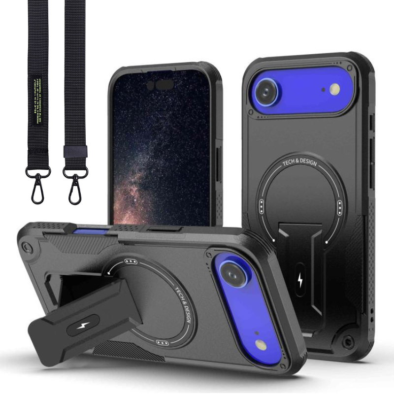 Load image into Gallery viewer, [Magsafe Compatible][With Stand] Apple iPhone 17/Pro/Pro Max/Air Drop-Proof Dual Layer Armor Case With Long Strap

