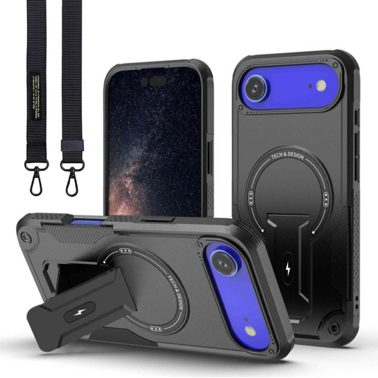 [Magsafe Compatible][With Stand] Apple iPhone 17/Pro/Pro Max/Air Drop-Proof Dual Layer Armor Case With Long Strap