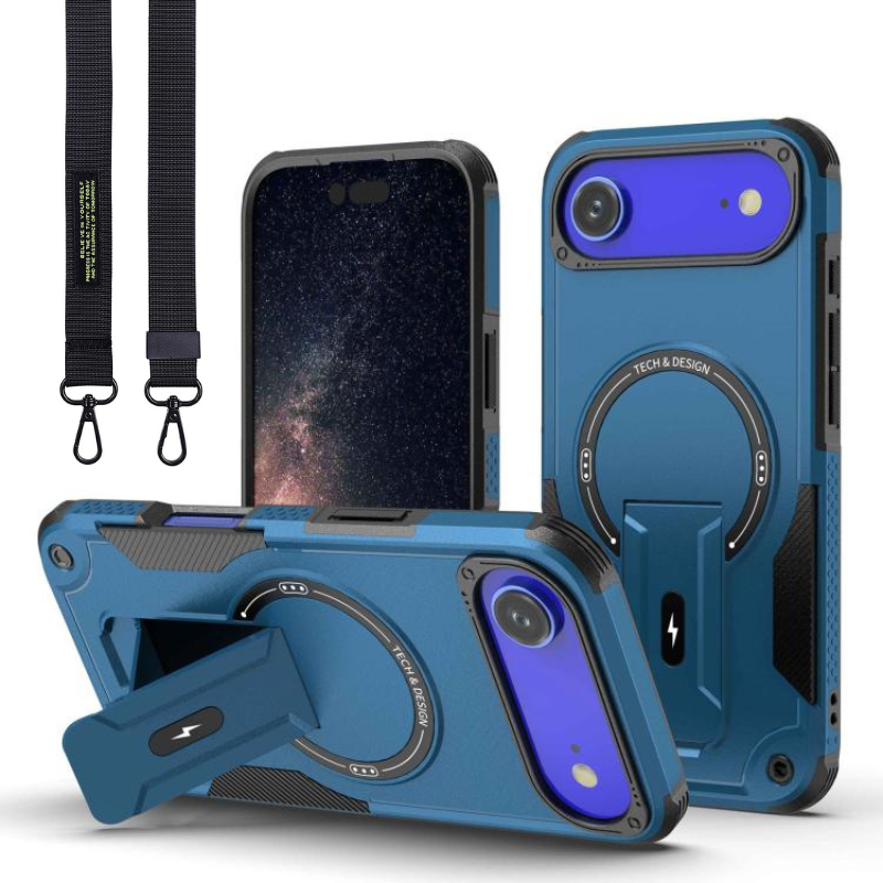 Load image into Gallery viewer, [Magsafe Compatible][With Stand] Apple iPhone 17/Pro/Pro Max/Air Drop-Proof Dual Layer Armor Case With Long Strap
