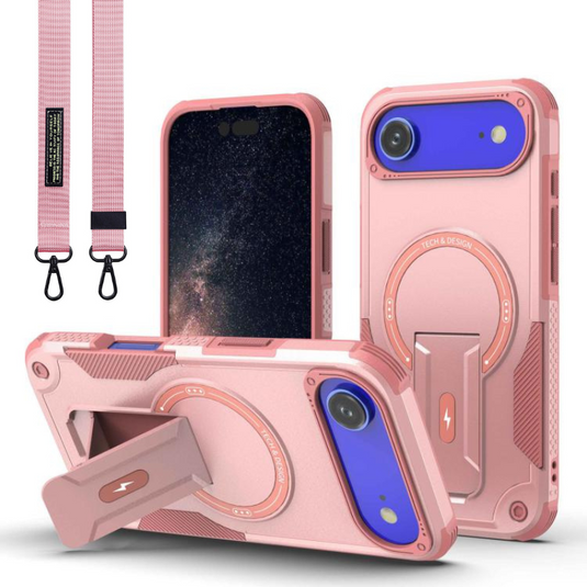 [Magsafe Compatible][With Stand] Apple iPhone 17/Pro/Pro Max/Air Drop-Proof Dual Layer Armor Case With Long Strap