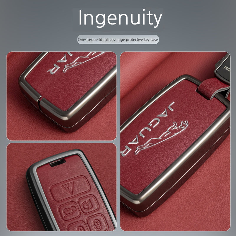 Load image into Gallery viewer, Jaguar Premium Leather Protection Car Key Fob Case Cover For XEL, XJ, F-PACE, XFL, E-PACE, XE, XF, F-TYPE
