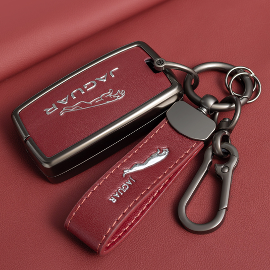 Jaguar Premium Leather Protection Car Key Fob Case Cover For XEL, XJ, F-PACE, XFL, E-PACE, XE, XF, F-TYPE