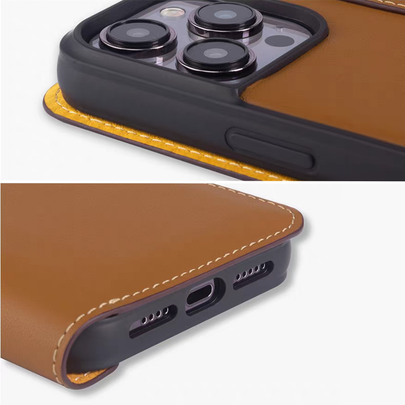 Load image into Gallery viewer, [With Card Slot] Apple iPhone 17/Air/Pro/Max - HANATORA Business Drop Proof Genuine Leather Flip Wallet Series Case
