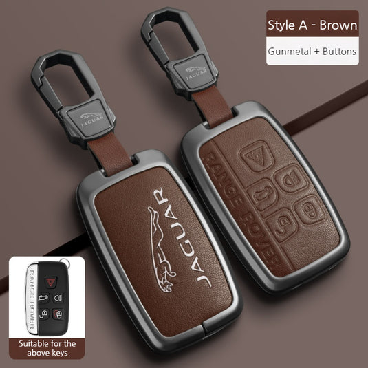 Jaguar Premium Leather Protection Car Key Fob Case Cover For XEL, XJ, F-PACE, XFL, E-PACE, XE, XF, F-TYPE