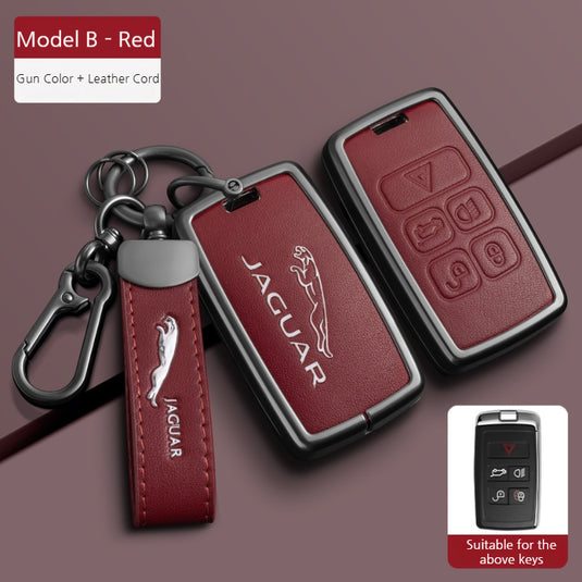Jaguar Premium Leather Protection Car Key Fob Case Cover For XEL, XJ, F-PACE, XFL, E-PACE, XE, XF, F-TYPE