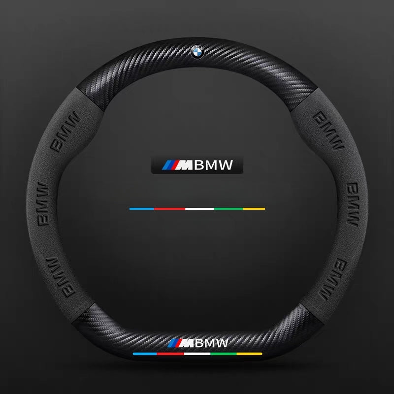 Load image into Gallery viewer, BMW iX3/4/5/6 Luxury Carbon Fiber Leather Steering Wheel Cover – Soft Suede Touch, Enhanced Grip &amp; Steering Wheel Protection
