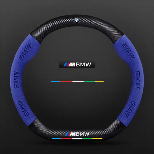 BMW iX3/4/5/6 Luxury Carbon Fiber Leather Steering Wheel Cover – Soft Suede Touch, Enhanced Grip & Steering Wheel Protection