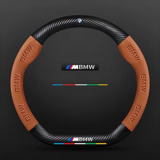BMW iX3/4/5/6 Luxury Carbon Fiber Leather Steering Wheel Cover – Soft Suede Touch, Enhanced Grip & Steering Wheel Protection