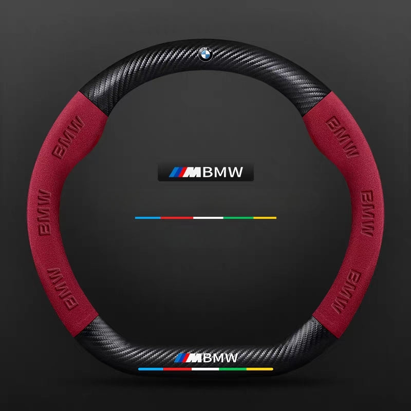 Load image into Gallery viewer, BMW iX3/4/5/6 Luxury Carbon Fiber Leather Steering Wheel Cover – Soft Suede Touch, Enhanced Grip &amp; Steering Wheel Protection
