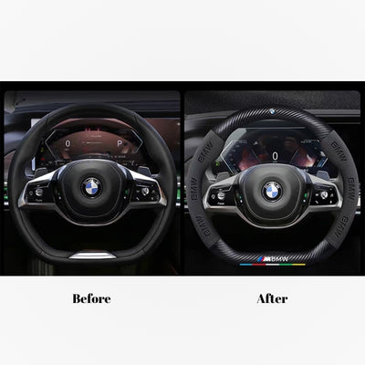BMW Luxury Carbon Fiber Leather & Soft Suede Touch, Enhanced Grip Steering Wheel Cover For 3 Series, 4 Series, 5 Series, 6 Series, 7 Series, X1, X3, X4, X5, X6, X7 - i-Station Mobile Phone & Electronic Device Repair and Accessories