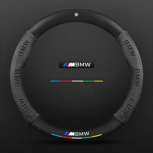 BMW M3 Leather-Texture Suede Steering Wheel Cover – Non-Slip, Durable, Sporty Feel & Steering Wheel Protection