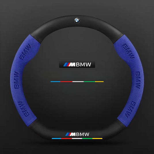 BMW iX3/4/5/6 Leather-Texture Suede Steering Wheel Cover – Non-Slip, Durable, Sporty Feel & Steering Wheel Protection