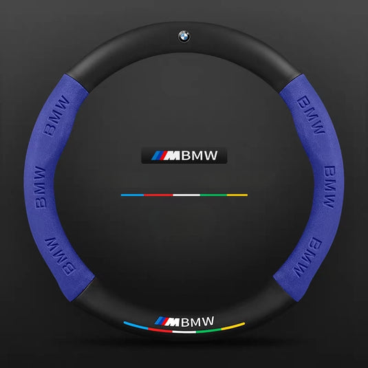 BMW iX3/4/5/6 Leather-Texture Suede Steering Wheel Cover – Non-Slip, Durable, Sporty Feel & Steering Wheel Protection