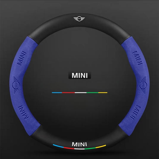 BMW Mini Cooper Leather-Texture Suede Steering Wheel Cover – Non-Slip, Durable, Sporty Feel & Steering Wheel Protection
