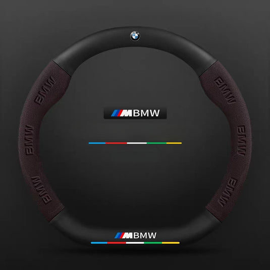BMW iX3/4/5/6 Leather-Texture Suede Steering Wheel Cover – Non-Slip, Durable, Sporty Feel & Steering Wheel Protection