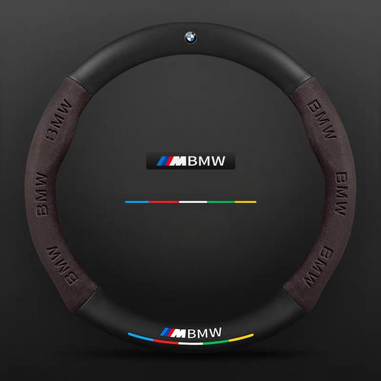 BMW iX3/4/5/6 Leather-Texture Suede Steering Wheel Cover – Non-Slip, Durable, Sporty Feel & Steering Wheel Protection