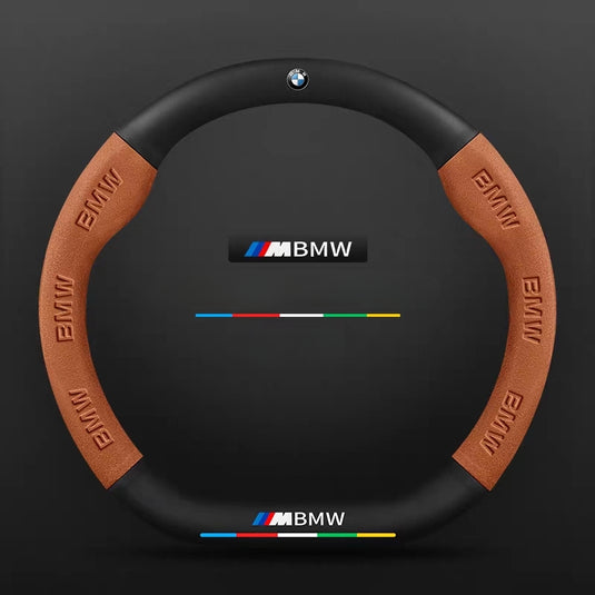 BMW iX3/4/5/6 Leather-Texture Suede Steering Wheel Cover – Non-Slip, Durable, Sporty Feel & Steering Wheel Protection