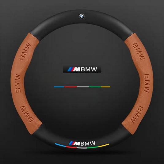 BMW iX3/4/5/6 Leather-Texture Suede Steering Wheel Cover – Non-Slip, Durable, Sporty Feel & Steering Wheel Protection