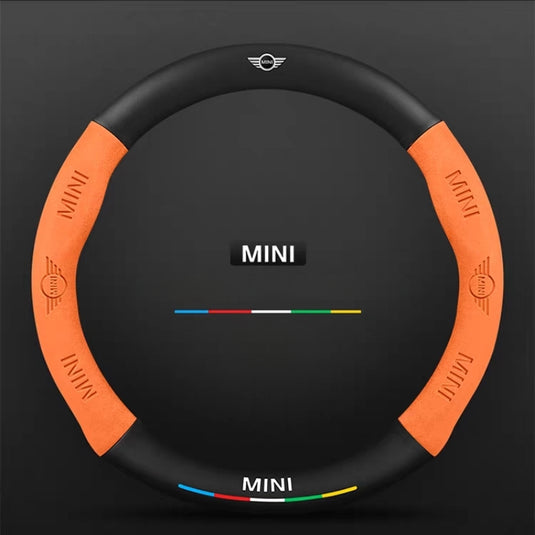 BMW Mini Cooper Leather-Texture Suede Steering Wheel Cover – Non-Slip, Durable, Sporty Feel & Steering Wheel Protection