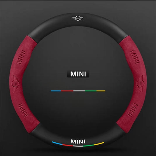 BMW Mini Cooper Leather-Texture Suede Steering Wheel Cover – Non-Slip, Durable, Sporty Feel & Steering Wheel Protection