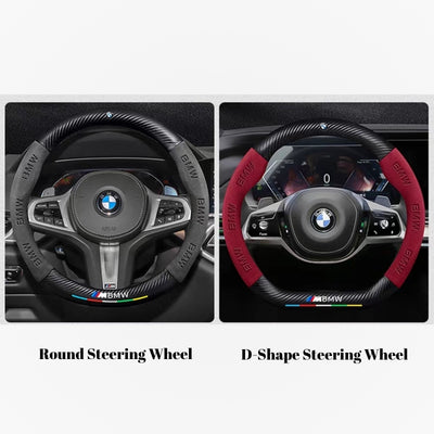 BMW Luxury Carbon Fiber Leather & Soft Suede Touch, Enhanced Grip Steering Wheel Cover For 3 Series, 4 Series, 5 Series, 6 Series, 7 Series, X1, X3, X4, X5, X6, X7 - i-Station Mobile Phone & Electronic Device Repair and Accessories