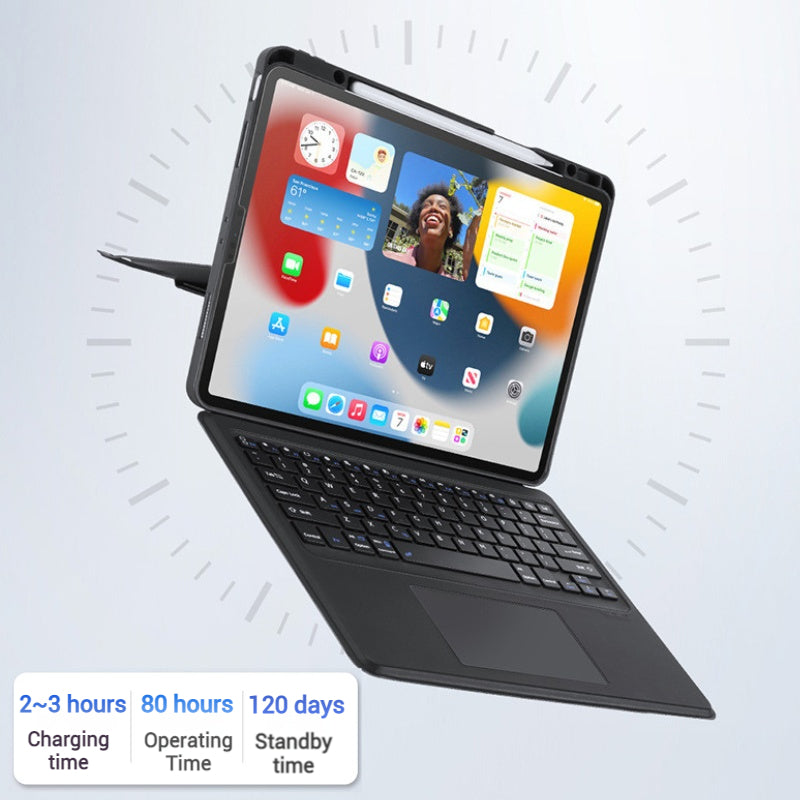 Load image into Gallery viewer, [Detachable][Built-in Pencil Slot] Apple iPad Air 4/5 10.9&#39;&#39; 4/5th Gen (2020/2022) &amp; Air 11-inch M2 (2024) Wireless Bluetooth Touchpad Keyboard Case
