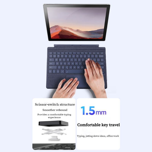 [With RGB Backlit] Microsoft Surface Pro 3/4/5/6/7/7 Plus - Compatible Ultra Thin Wireless Bluetooth Magnetic Touch Keyboard