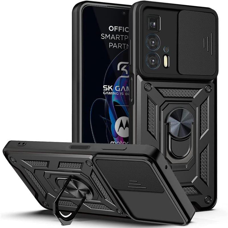 Load image into Gallery viewer, [Magnetic Ring Kickstand][Camera Cover] Motorola Moto Edge 20 Pro - Shield Shockproof Rugged Heavy Duty Case With 2PC 9H Glass Screen Protector
