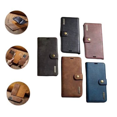 [With Card Slot] Apple iPhone 13/mini/Pro/Max - Magnetic Snap Closure Shockproof Anti-slip Genuine Leather Flip Wallet Series Case