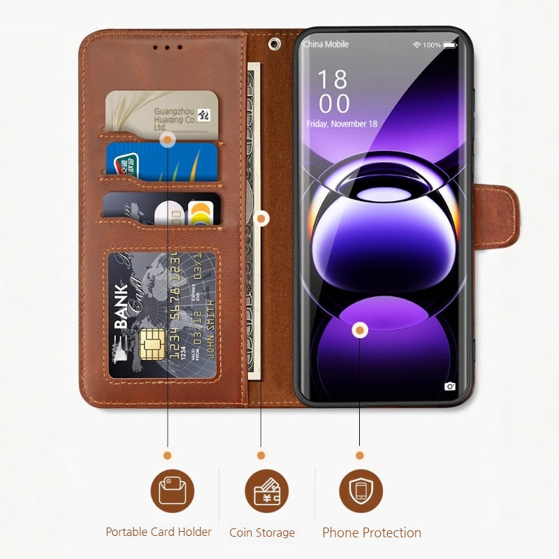 Load image into Gallery viewer, [With Card Slot] Oppo Find X9/Pro - Business Genuine Leather Flip Wallet Case
