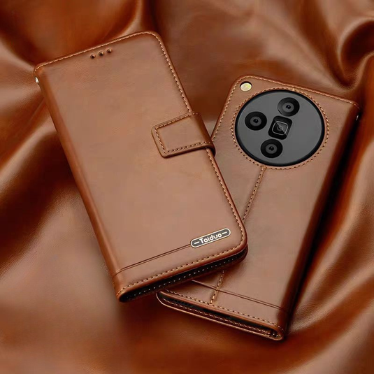 [With Card Slot] Oppo Find X9/Pro - Business Genuine Leather Flip Wallet Case