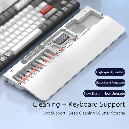 Multi-Purpose Cleaning Tool Set Kit for Keyboards and Screens with Dust Brush & Wrist Rest